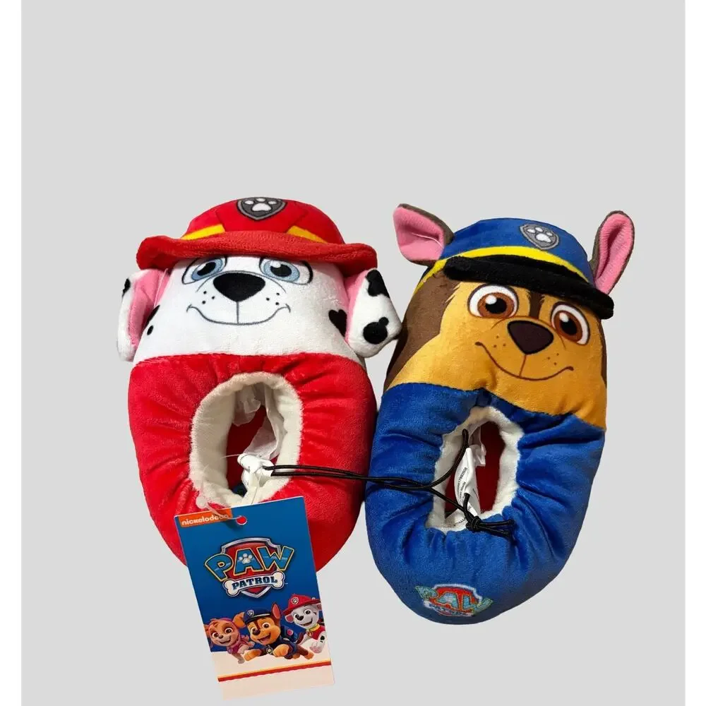 PAW Patrol Toddler Slippers Marshall & Chase Plush Non Slip Shoes Size 5–6 NWT